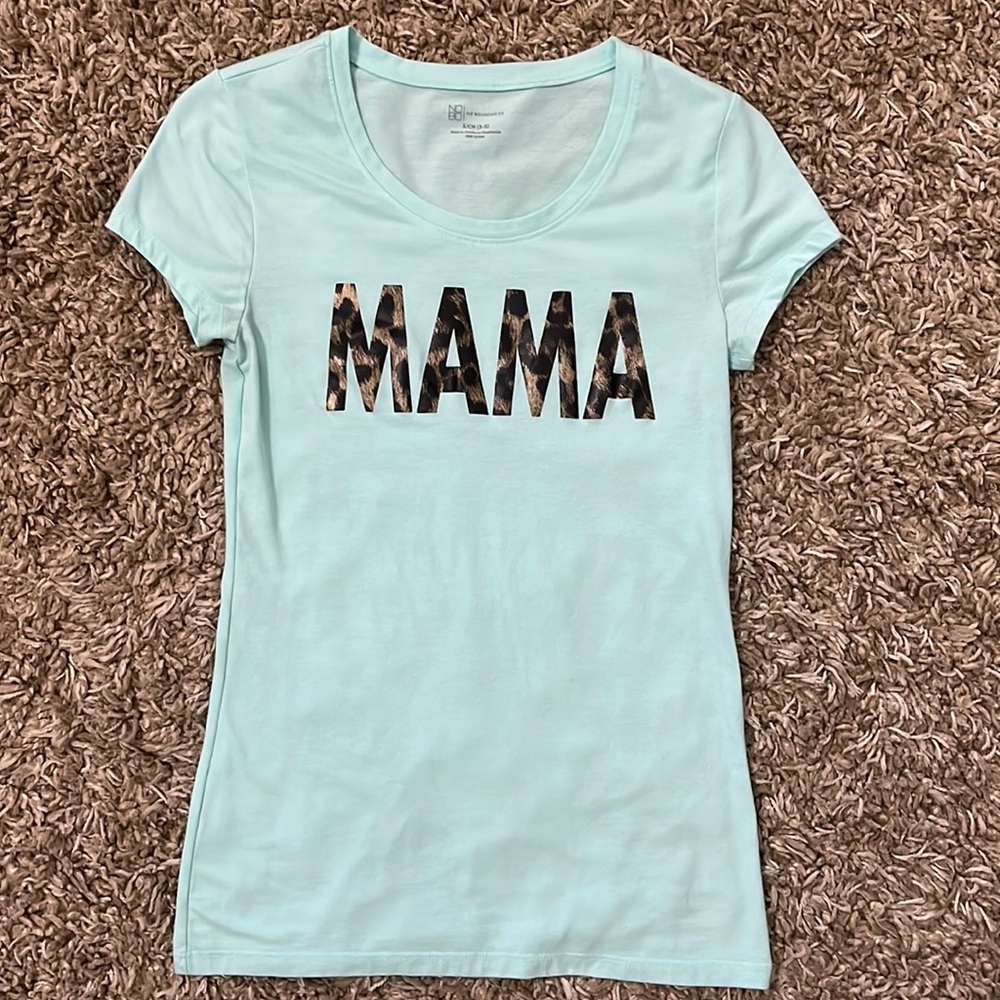 Mama tee shirt size small (3-5) teal color